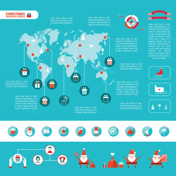 Éléments d'infographie de Noël pour votre entreprise Style moderne de design plat — Image vectorielle