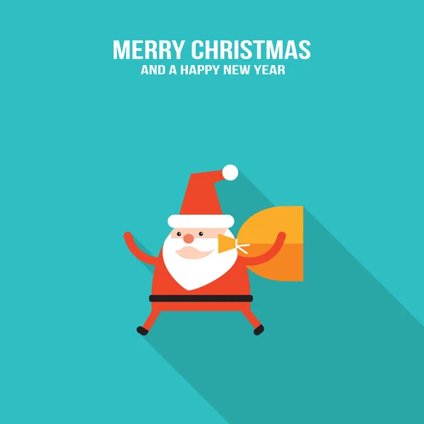 Ccute 圣诞老人的礼物和圣诞鹿现代平面设计风格 — 图库矢量图片