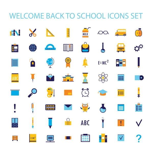 Bem-vindo ao conjunto de ícones da escola — Vetor de Stock
