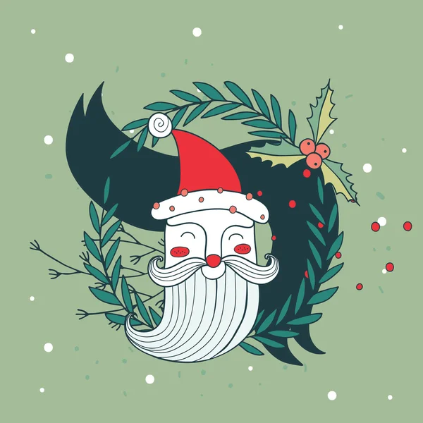 Frohe Weihnachten Frohes Neues Jahr Weihnachtsmann Grußkarte Hintergrund — Stockvektor