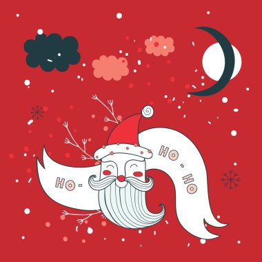 Neşeli Noel mutlu yeni yıl Noel Baba tebrik kartı arka plan