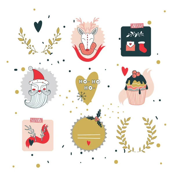 圣诞节和新年手绘制的设计元素集 — 图库矢量图片