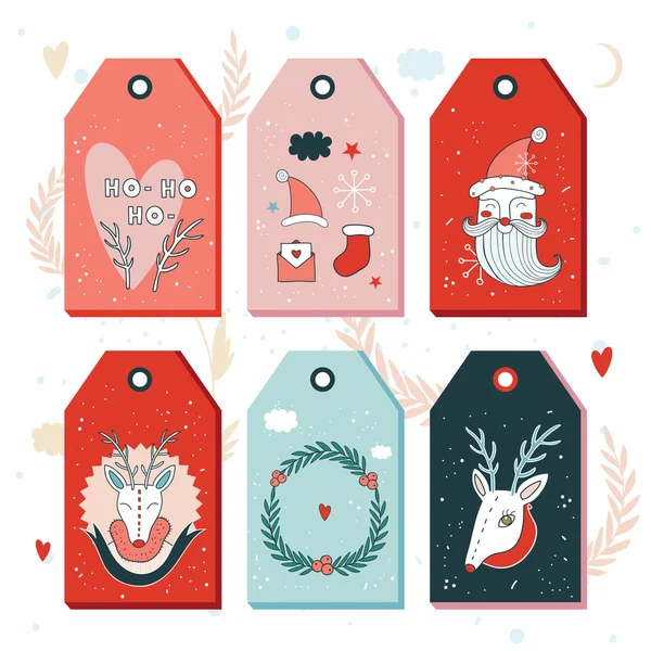 Collectie van Kerstmis-Nieuwjaar gift tags — Stockvector