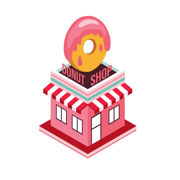Donut shop Modern isometric flat design style Food shopping industry — Stock Vector