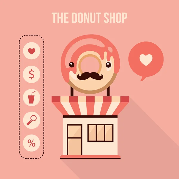 Donut shop design element set Alimentos deliciosos iconos web de postres — Vector de stock
