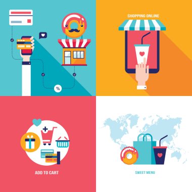 Alışveriş online yemek sipariş mobil ödeme e-ticaret iş kavramı