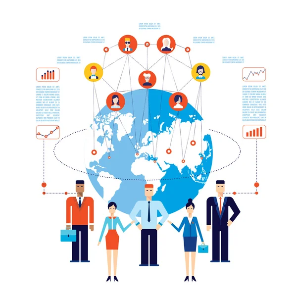 Ortaklık ekip çalışması başarılı küresel takım sosyal ağ iletişim iş kavramı — Stok Vektör