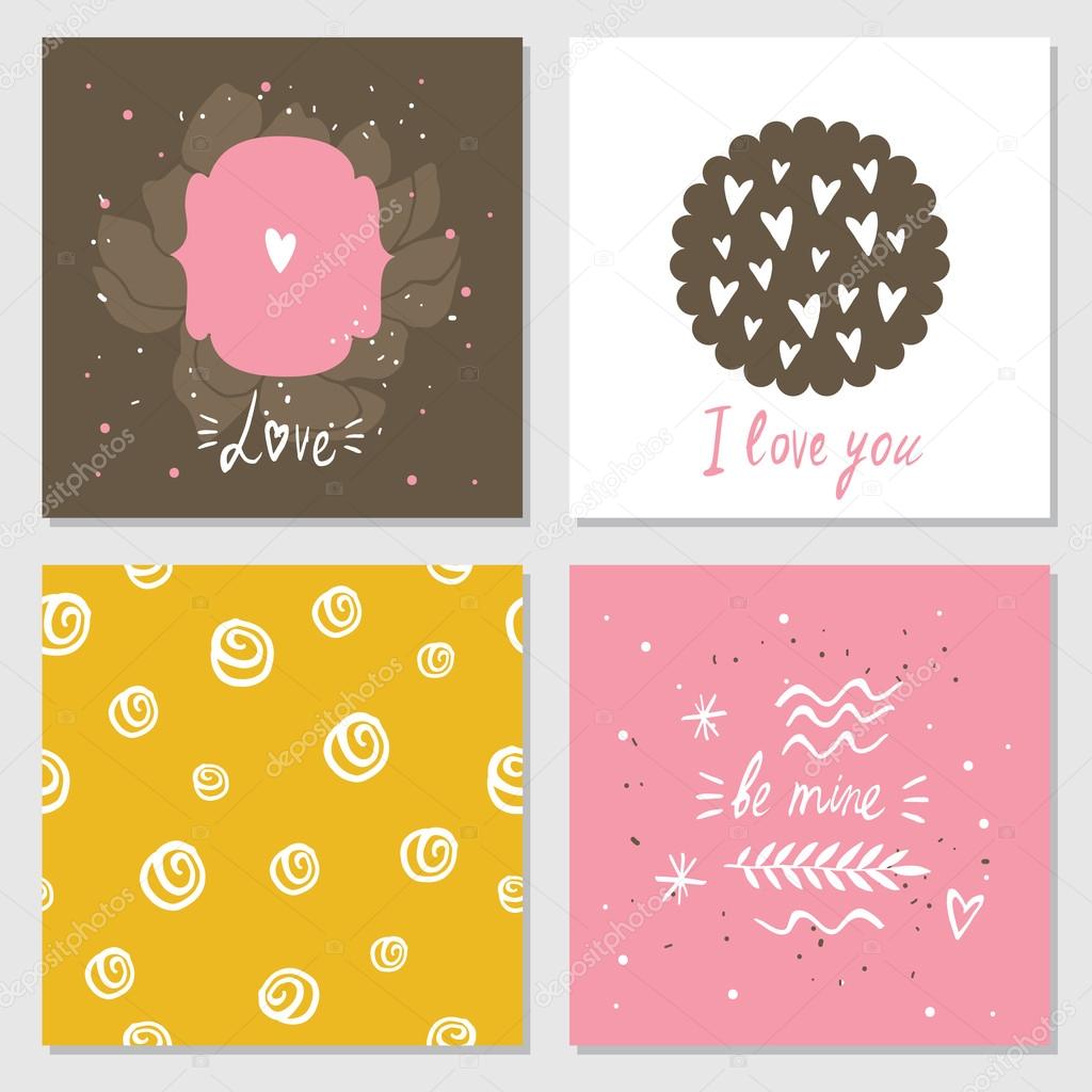 Cute cards with love lettering seamless background pattern Valentines Day