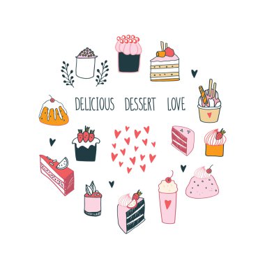 Lezzetli yemek tatlı koleksiyonu Milkshake kek puding Cupcake gıda