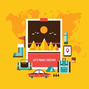 Turizm ve seyahat modern düz tasarım öğeleri kümesi