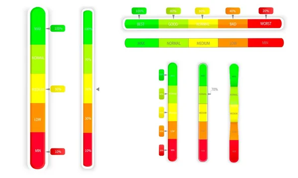 Ensemble Indicateurs Échelle Pour Mesurer Niveau Performance Barre Progression Avec — Image vectorielle