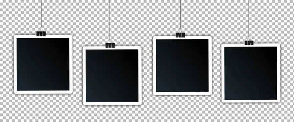 Een Set Foto Briefpapier Clips Frames Voor Foto Hangen Aan — Stockvector