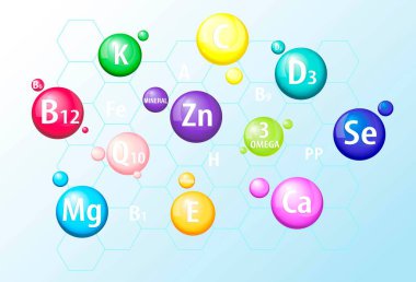VITAMINS MENERALS vektör çizimi