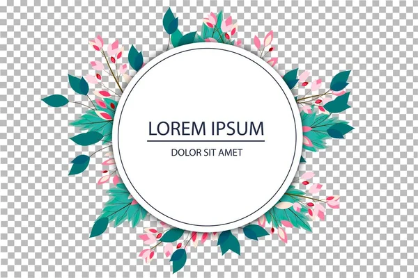 Rounded Banner Template Flowers Vector Illustration — Stock Vector