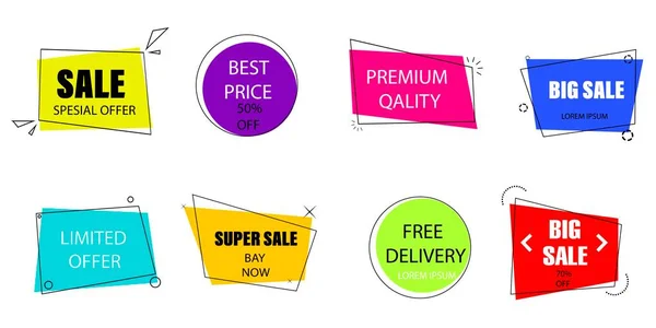 Aanbieding Speciale Aanbieding Korting Een Set Reclamebadges Stickers Tags Snelle — Stockvector