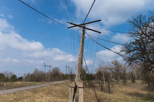 Ancien Pilier Dans Village Abandonné Starosillya Paysage Post Apocalyptique Saison — Photo