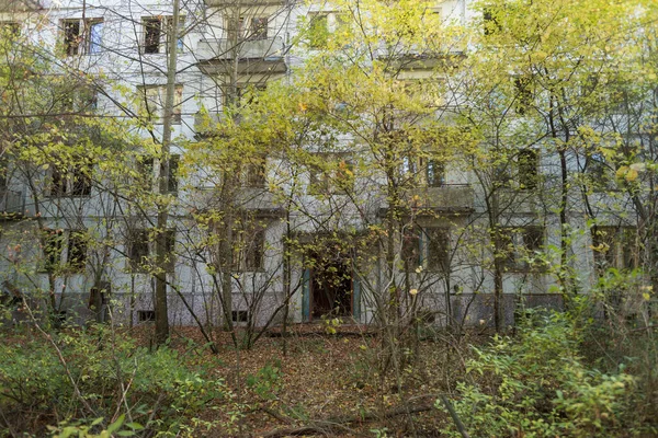 Maison Abandonnée Dans Ville Fantôme Soviétique Tchernobyl Près Complexe Radar — Photo
