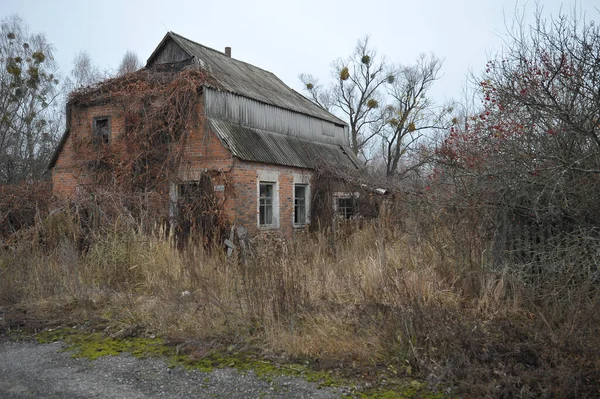 Casa Aldeia Abandonada Novyi Mir Paisagem Pós Apocalíptica Época Outono — Fotografia de Stock