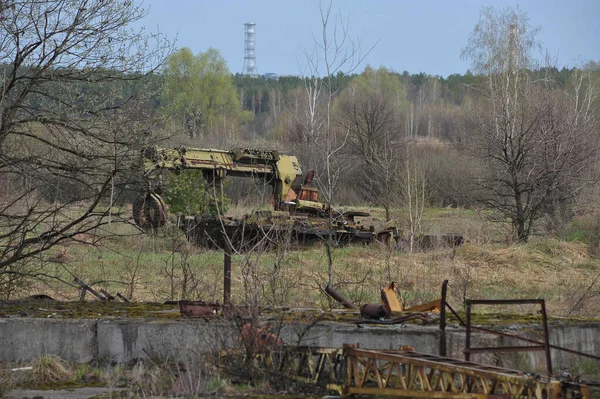 Abandoned Soviet Military Engineering Vehicle Radioactive Graveyard Village Kopachi Post — Stock Photo, Image