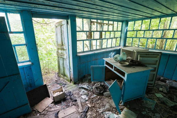 Casa Aldeia Abandonada Bovysche Interior Pós Apocalíptico Época Verão Zona — Fotografia de Stock