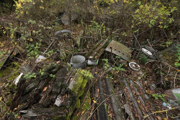 Dump Radioactive Debris Village Illintsi Post Apocalyptic Landscape Autumn Season — Foto de Stock