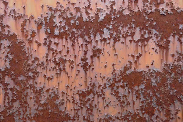 Red Painted Steel Rusty Spots Cracks Grunge Rusted Metal Texture — Stock Photo, Image