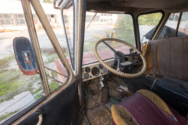 Cabin Abandoned Radioactive Vehicle Old Rusty Truck Ghost Town Pripyat — Stock Photo, Image