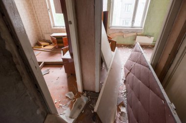 Pripyat, Çernobil Bölgesi, Ukrayna 'da terk edilmiş bir daire.