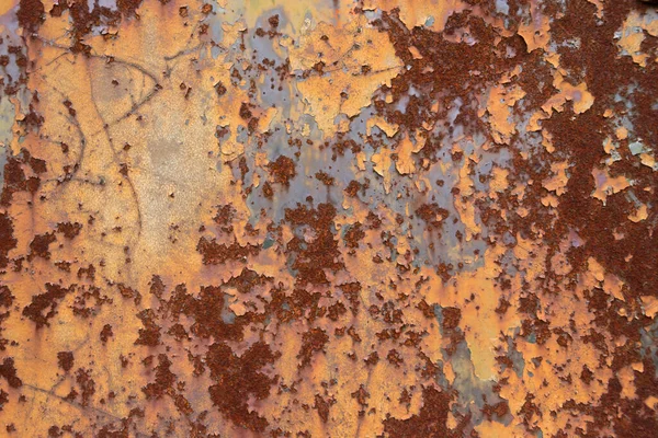 Yellow Orange Painted Steel Scratches Cracks Grunge Rusted Metal Texture — Stock Photo, Image