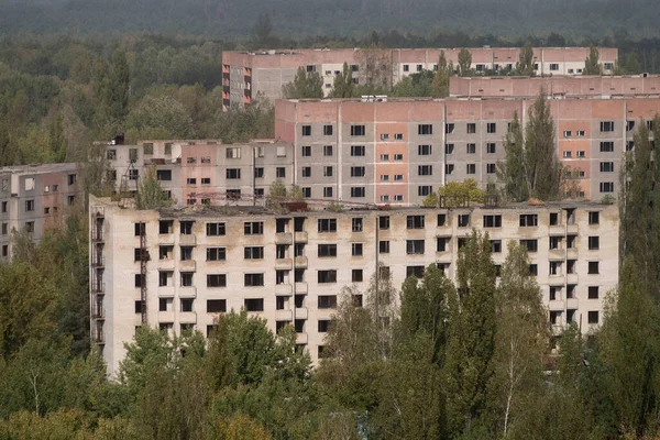 Nedokončený Opuštěný Dům Městě Duchů Pripyat Postapokalyptické Město Celkový Pohled — Stock fotografie