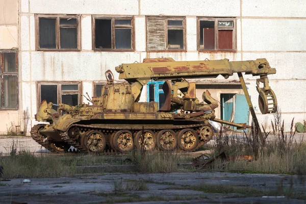 Engenharia Militar Soviética Rastreou Veículo Perto Cidade Fantasma Pripyat Cidade — Fotografia de Stock