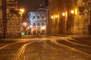 Lviv, UKRAINE - 08 Ekim 2012: Lviv Tarih Şehir Merkezi