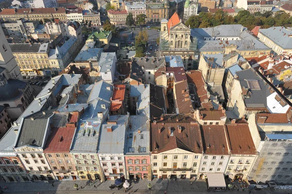 Lviv Ukraine September 2012 Rooftops Old Town Historical City Center — Stock Photo, Image