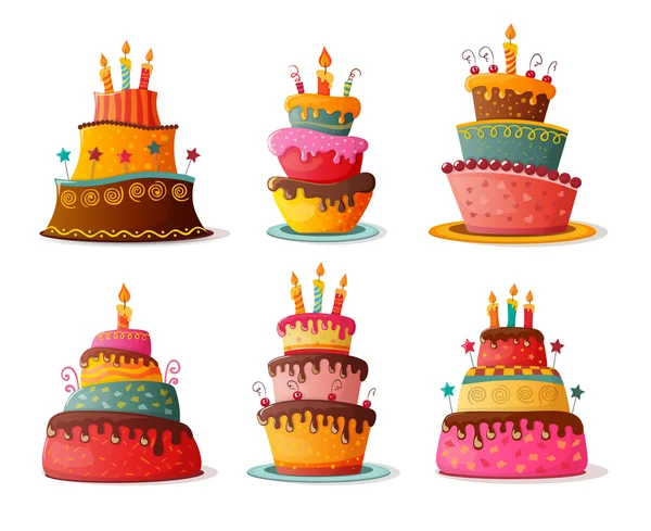 Birthday cakes set — Stock Vector