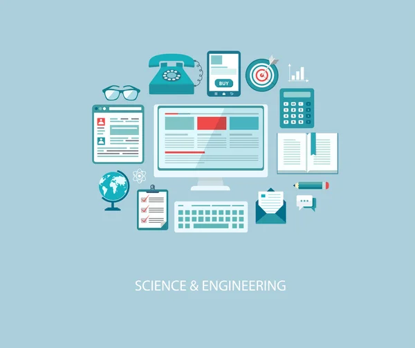 Ilustración de diseño plano con iconos y texto. Ingeniería informática — Vector de stock