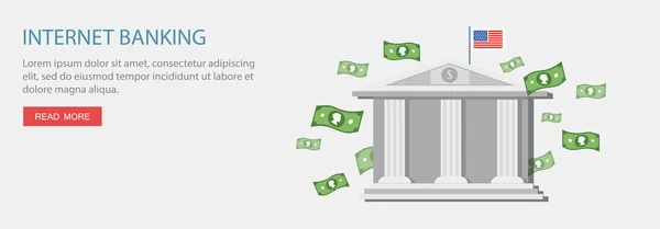 Flache Design-Illustration mit Symbolen und Text. Digitales Banking — Stockvektor