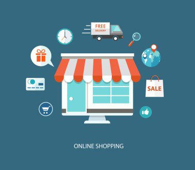 Online alışveriş düz illüstrasyon