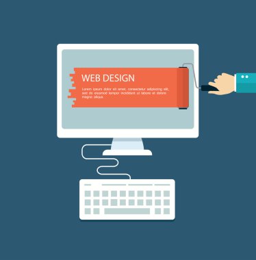 Web Tasarım düz illüstrasyon. Silindir resim bilgisayar yardım.