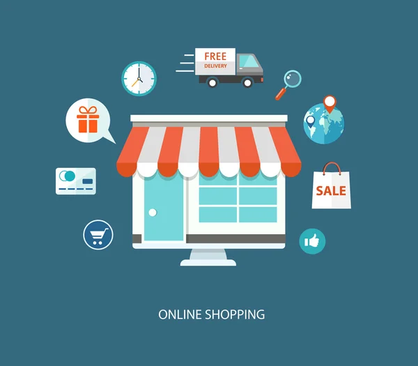 Online-Shopping flache Illustration — Stockvektor