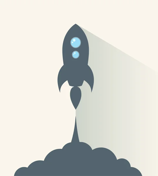 Ilustración plana con nave espacial . — Vector de stock