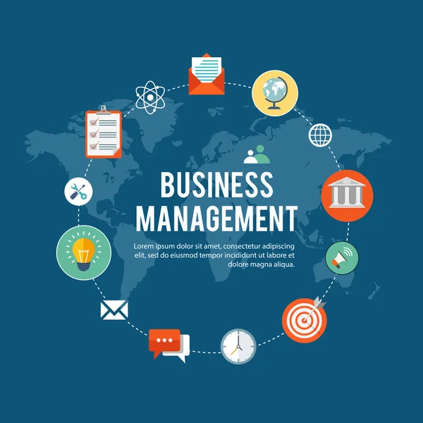 Business management platt illustration med ikoner — Stock vektor