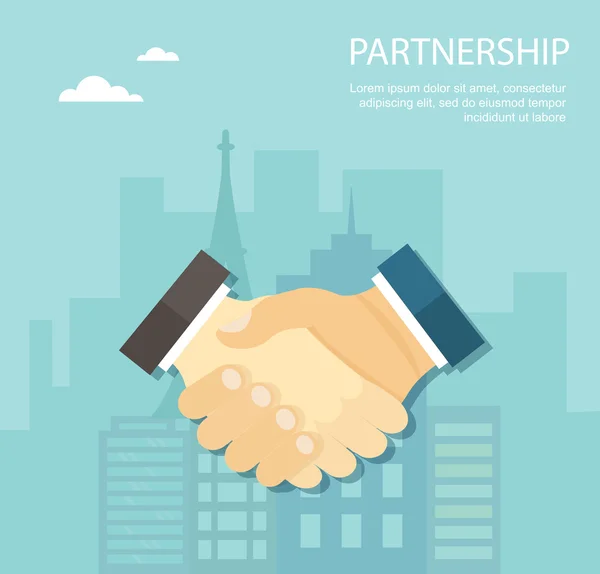 Plochý ilustrace handshake. Partnerství. — Stockový vektor