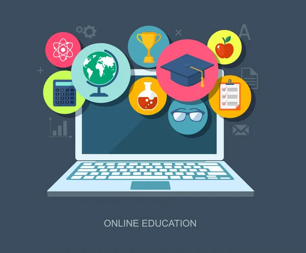 Online education flat illustration — Stock Vector