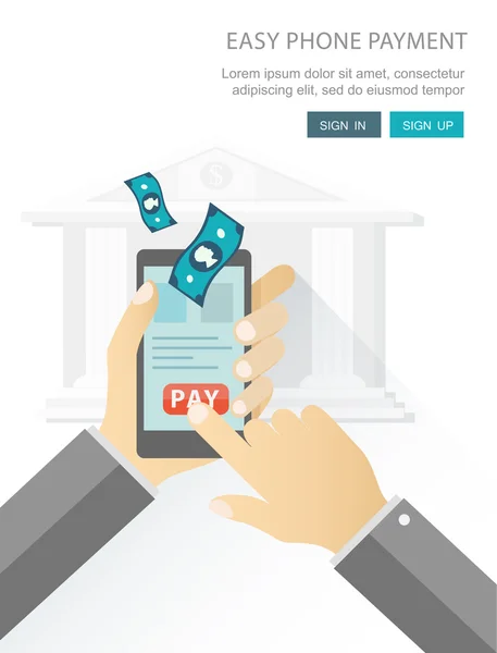 Illustrazione piatta del pagamento mobile . — Vettoriale Stock