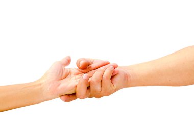 yardım eli beyaz arka plan üzerinde izole el.