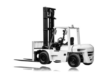 Forklift kamyonu beyaz arkaplanda izole edildi