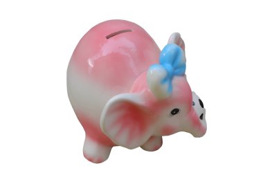 Fil banka Isolated beyaz arka plan üzerinde kırpma pa var