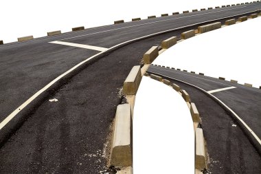 Siyah asfalt karayolu taşıma ve eğri zekâ iki çapraz soyut