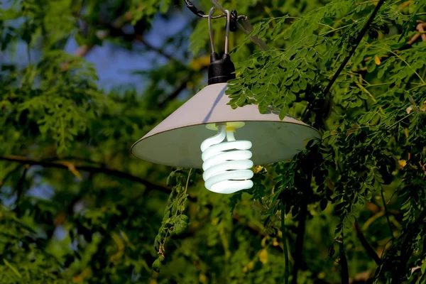 Poste da lâmpada com luzes acesas durante o dia — Fotografia de Stock