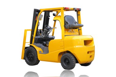Forklift kamyonu beyaz arkaplanda izole edildi.